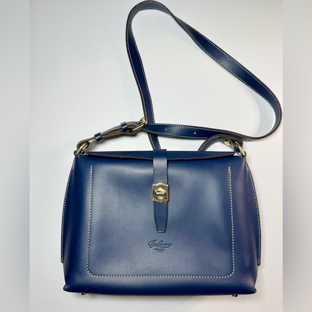 Blue Boldrini Leather Crossbody Bag